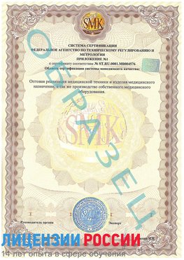 Образец сертификата соответствия (приложение) Вырица Сертификат ISO 13485