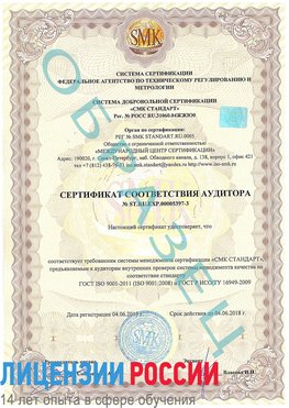 Образец сертификата соответствия аудитора №ST.RU.EXP.00005397-3 Вырица Сертификат ISO/TS 16949